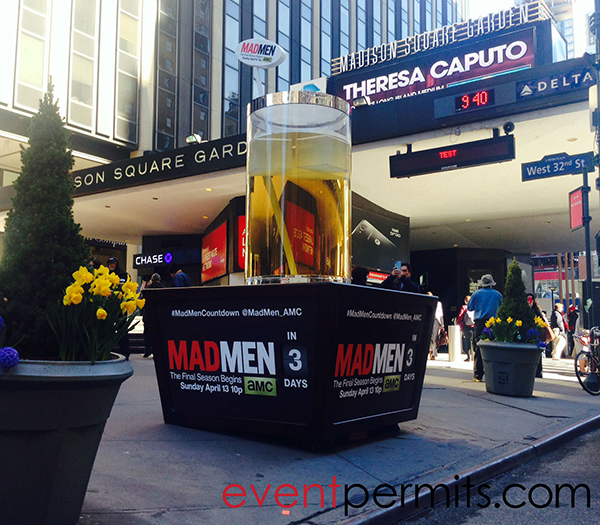 permitting a sidewalk display in front of penn station