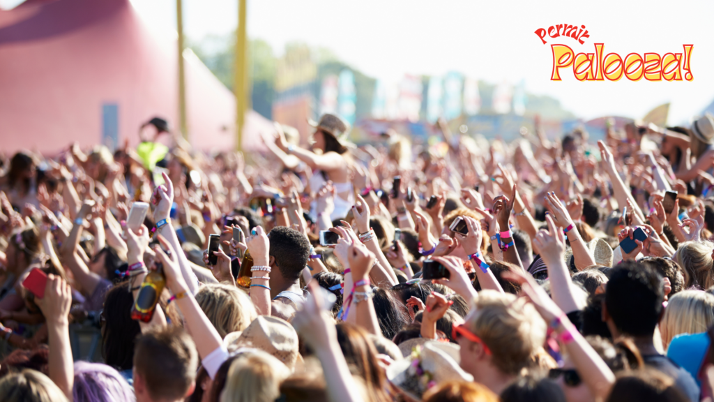 a crowd of people at a music festival